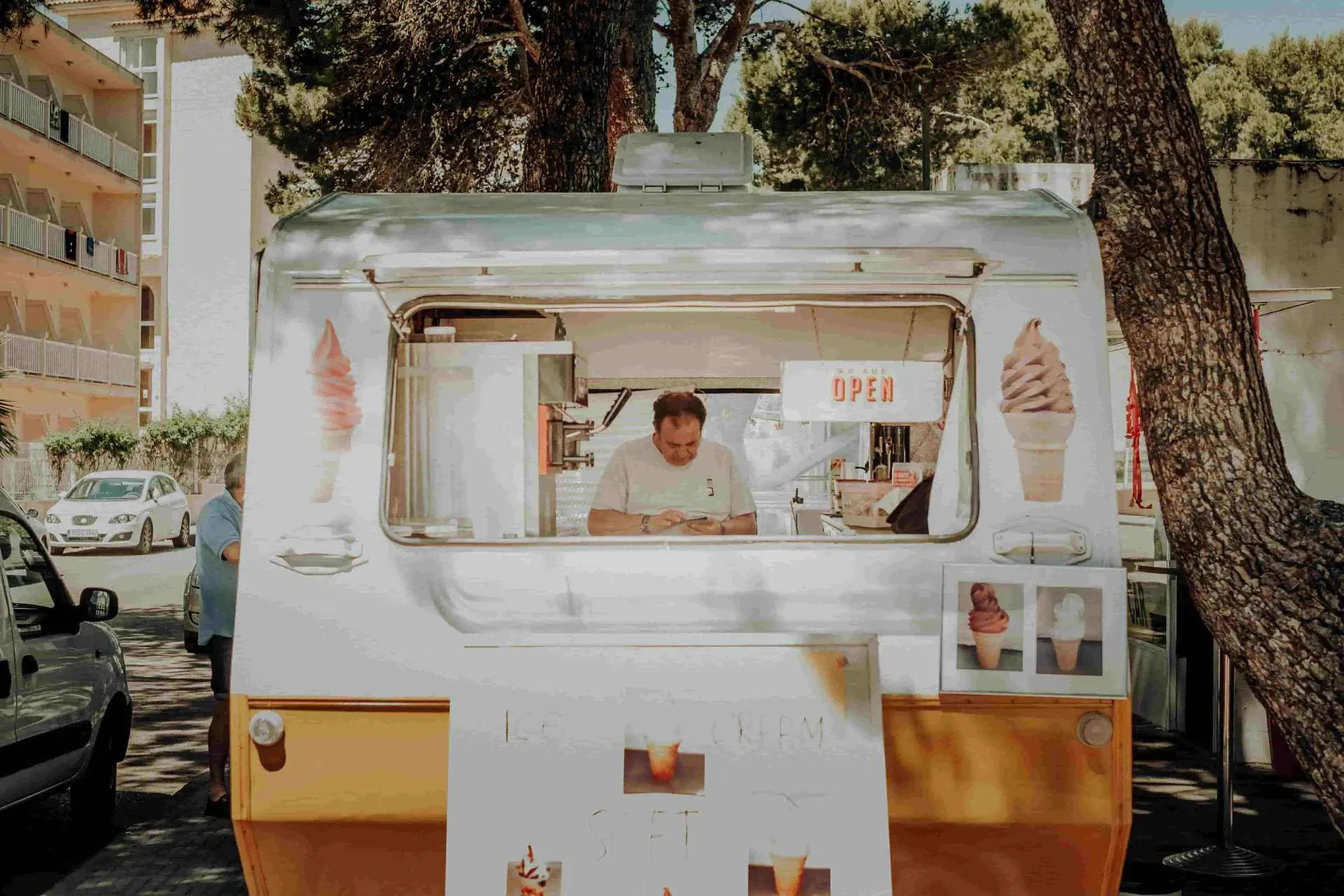 Food truck vendor in Spain representing small business insurance for expats and self-employed